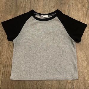 Grey & Black Crop Top